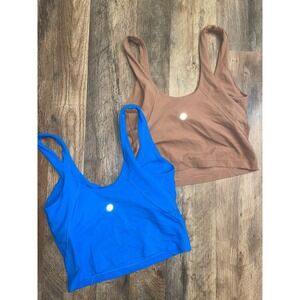 bundle/lot Lululemon Align tank cropped Size 4 (no pads) blue & brown